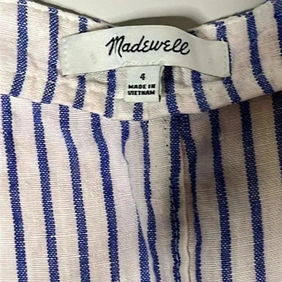 Madewell Linen Scoopneck Cropped Tank Vest Bluestone Striped Nautical Size 4 - Picture 5 of 7